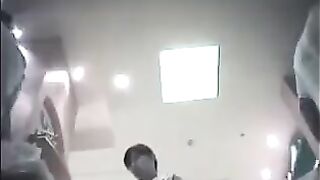 The hidden camera at the checkout captures a skirted chick