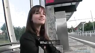 Brunette babe agreed to have sex for money with a stranger outdoors