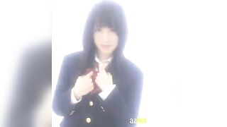 Hot Asian schoolgirl masturbates in her uniform