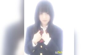 Hot Asian schoolgirl masturbates in her uniform