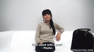 Condom sex with a cute girl at a casting in the Czech Republic