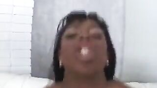 A black girl with big tits fucks a white guy who loves her