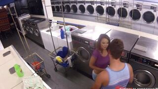A lucky guy hooked Dillion Harper in the laundry, things got steamy