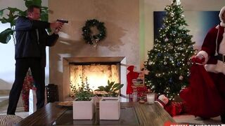 A fat Santa has a great sex with a beautiful woman in stockings