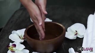 A girl received an erotic massage from her friend in a steamy session