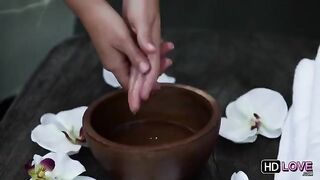 A girl received an erotic massage from her friend in a steamy session