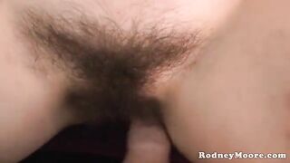 A neighbor with a hairy pussy finally gets fucked by her fan