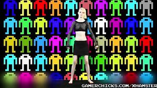 A hot blondie does a striptease dance in front of a crowd of eager men