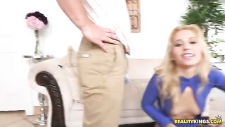 Guy with a dream fucks a blondie with cancer on the couch