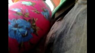 A man rubs his dick through a riser on a bus with women