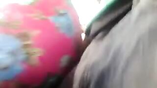 A man rubs his dick through a riser on a bus with women