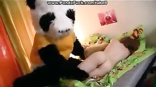 Plush Mishka got fucked by his pervert mistress in various poses