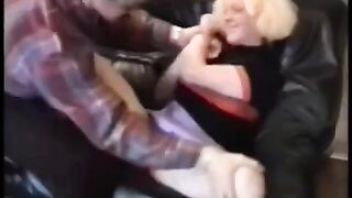 Biker dude fucks blonde teen with small tits hard and rough