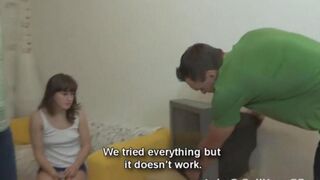 Skinny Russian teen gets fucked on the couch by stepbrother