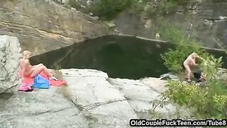 A mother and her beautiful daughter are getting fucked by a father