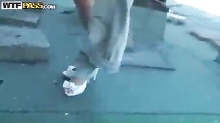 The tourist guy gave his camera to friends to fuck with a girl in the mountains