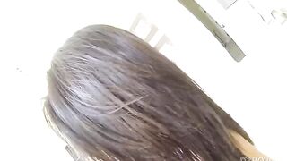 First-person sex with a beautiful young brunette, a very good view