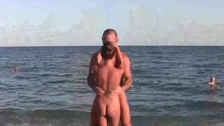 Beach naked gymnastics with a sexy girl, showcasing flexibility and sportiness