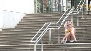 A girl walked outside without panties, her body exposed in public