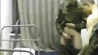 A group of soldiers fucked a girl in the crowd in the barracks