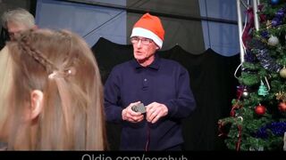 Crowd of old people fucked beautiful Snow Maiden hard