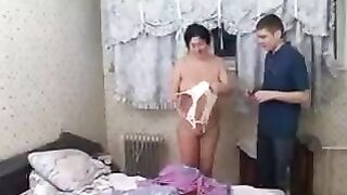 The sexy mom enjoyed sex with her son