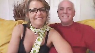An old man gave his wife to a student to be fucked