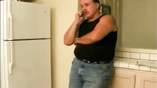An aged woman happily swallows the sperm of her young lover