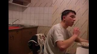 A hot mom gets fucked in the kitchen, it's really exciting to see