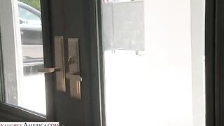 A thin guy barely fucked brunette in her big ass