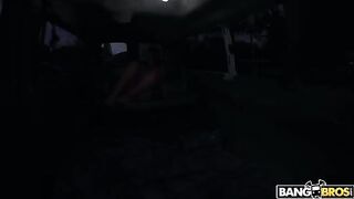 Big-breasted brunette pornstar picked up a guy in the car