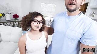 Leana’s feet don’t touch the ground, showcasing her unique footjob skills in HD