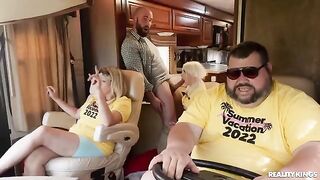 A hitchhiker gets a wild ride with a hot blondie