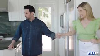 A dad is having fun with a sorority slut in this video