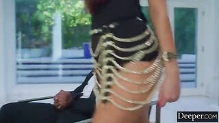 Security guard fucked brunette in interracial sex