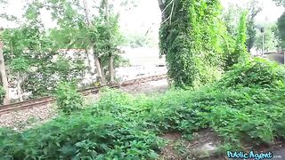 Blonde mature gets her pussy railed on the street