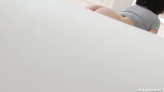 Spying on the bubble ass of a Latina doing yoga at home
