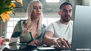 A guy leaked cum for a beautiful girl on the couch. Real treason!
