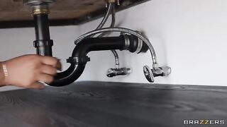 When the plumber arrived, the girl was not dressed, and the man left