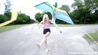 A girl with a raging hard-on gets fucked outdoors by a lucky guy