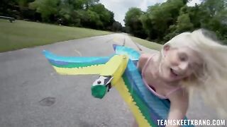 A girl with a raging hard-on gets fucked outdoors by a lucky guy