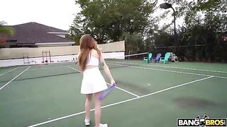 A sexy girl is getting fucked by her tennis coach on the court