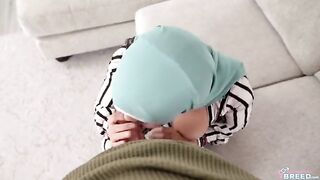 A hijab wearing girl got fucked on the couch in a natural way