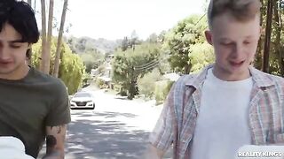 A hot MILF is fucking with two young guys in a steamy scene