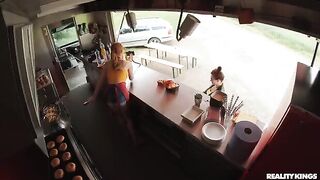 The guy fucked his girlfriend on the kitchen table, and then finished