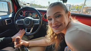 Handjob in the car with a prostitute who might get caught on camera