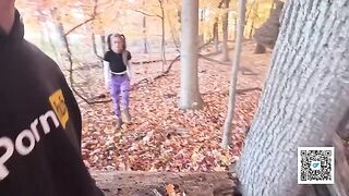 A couple has sex while taking a walk in the park