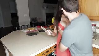 Stacy Squirts Sucks Big Fake Tits Before Dinner