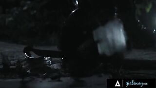 Thirsty Huntress Bangs Big-Titted Droids in a Post-Apocalyptic Scissoring Scene