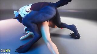 A chick with a gorgeous body gets fucked by a werewolf in 3D